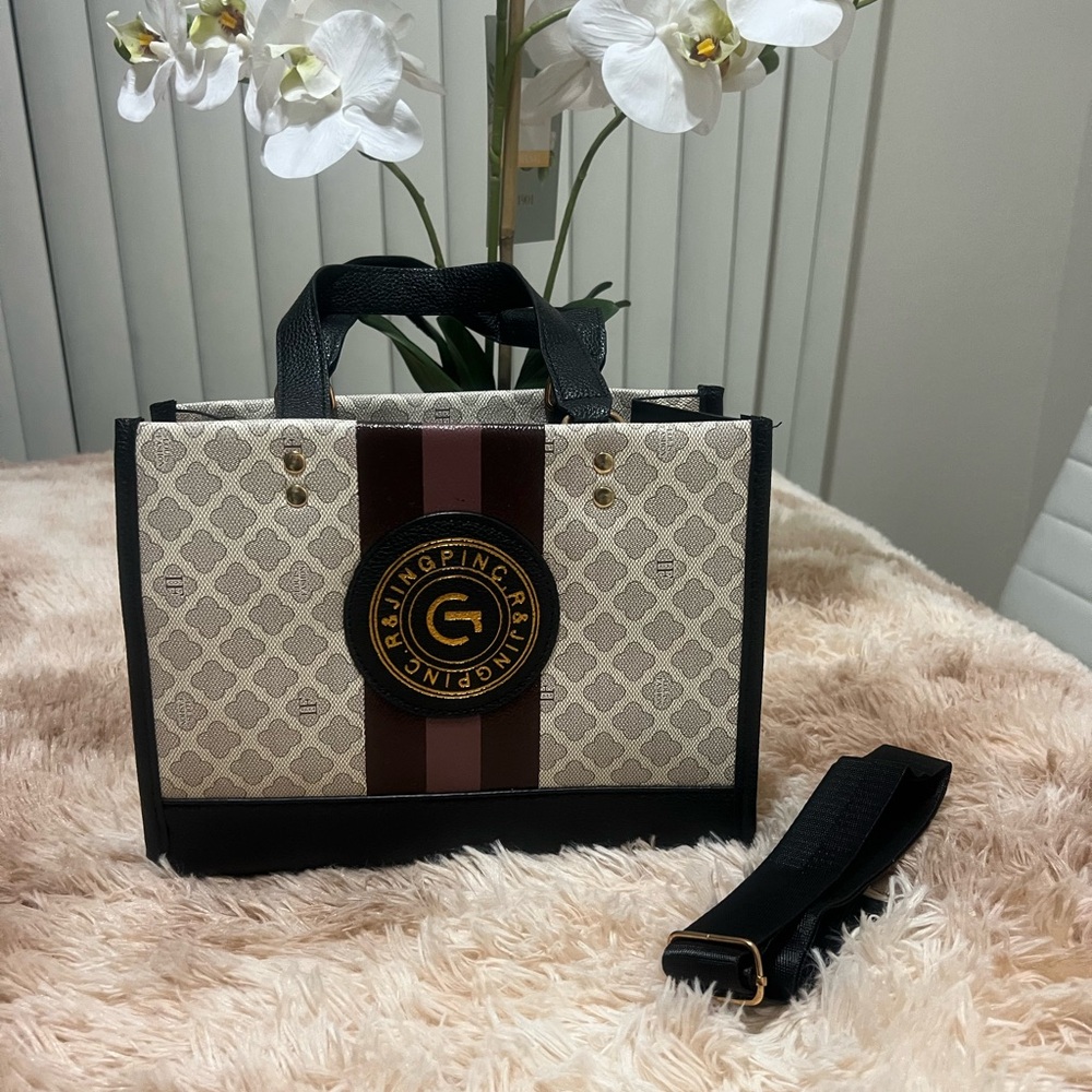 Black and Cream Tote Bag
